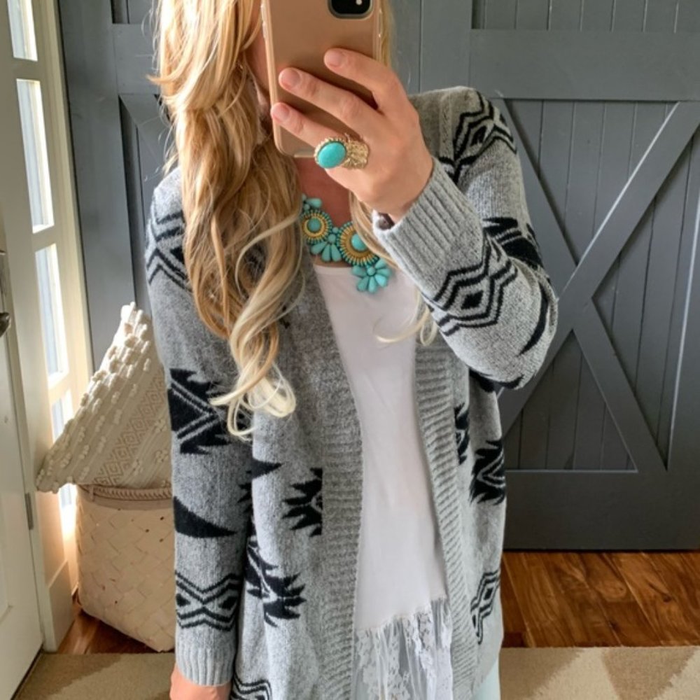 The Cardwell Western Grey Blanket Cardigan Sweater